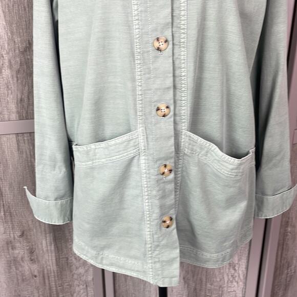 Copied - J. Jill sea foam green button up shacket women’s M - Picture 3 of 12